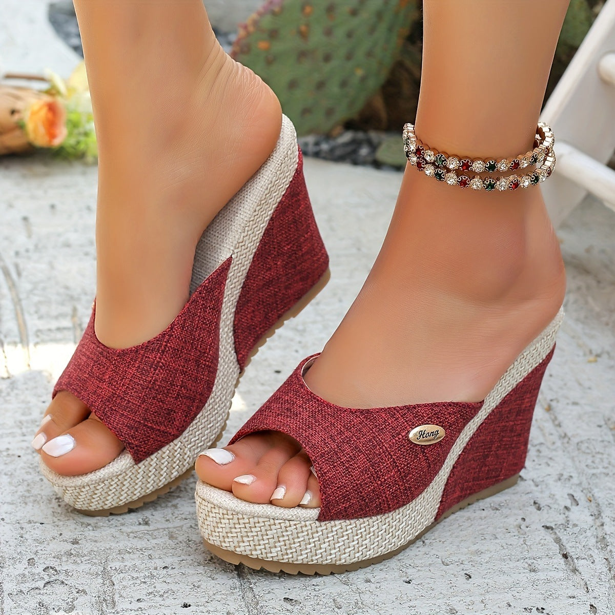 Women's Black Wedge Heels With Buckle Details - Stylish And Generous