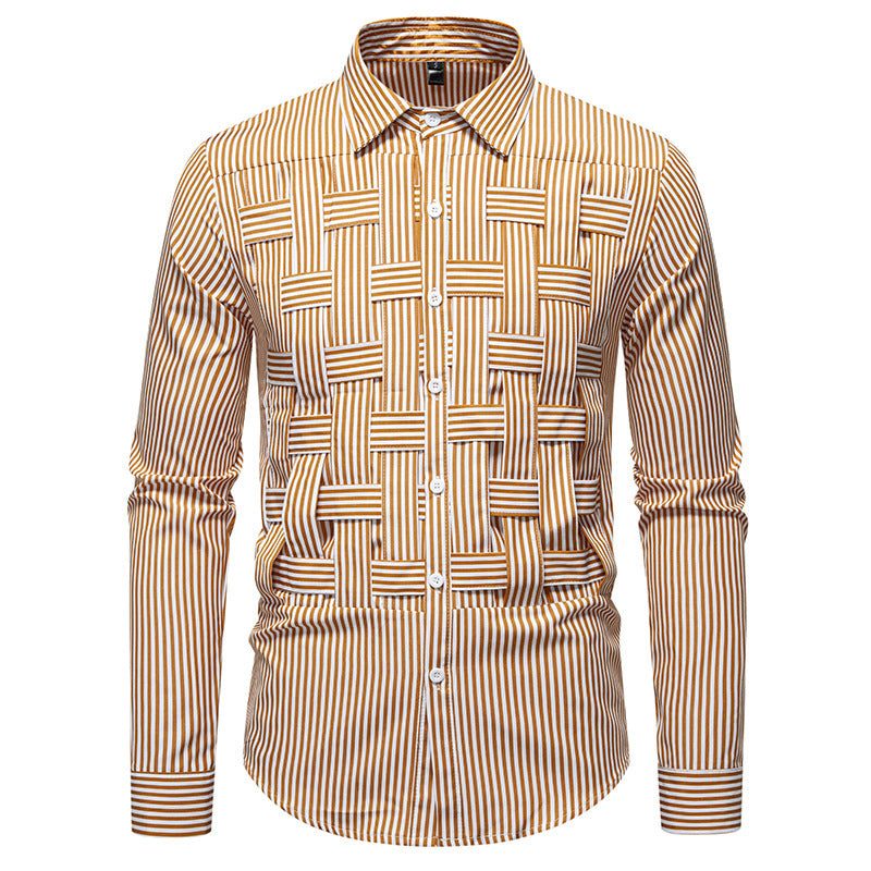 Striped Woven Plaid Men's Spring And Autumn Ruan Handsome High-grade Shirt