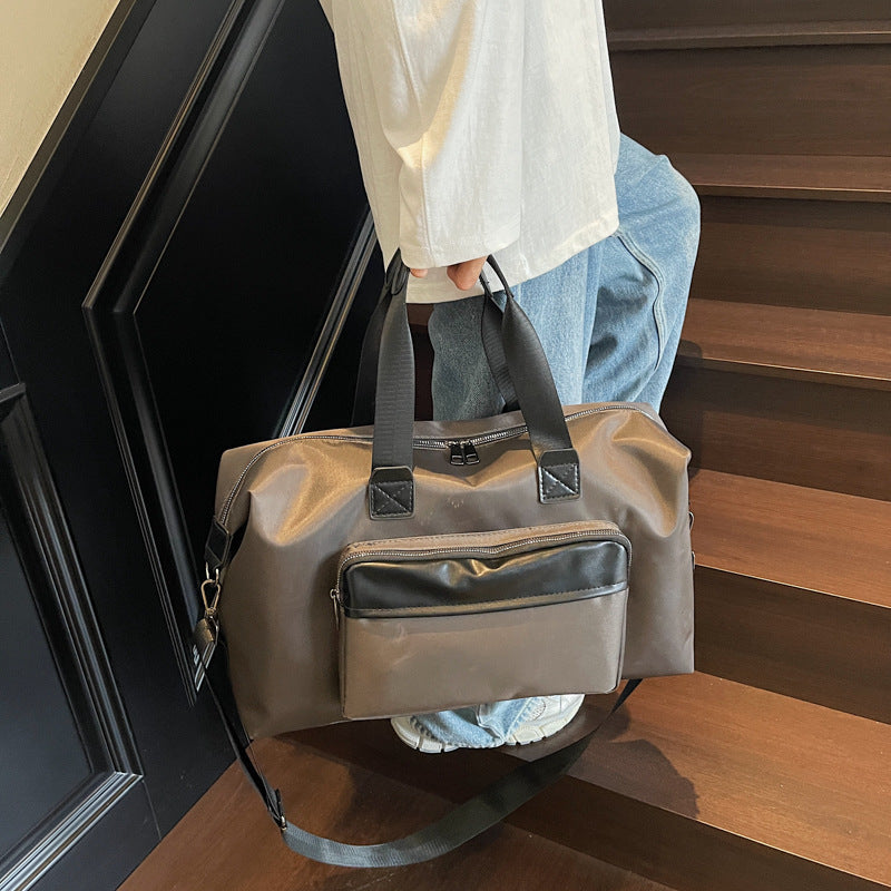 Lightweight Business Trip Bag 36 to 55 Liters Large Capacity Oxford Cloth Waterproof Travel Duffel Black Gray