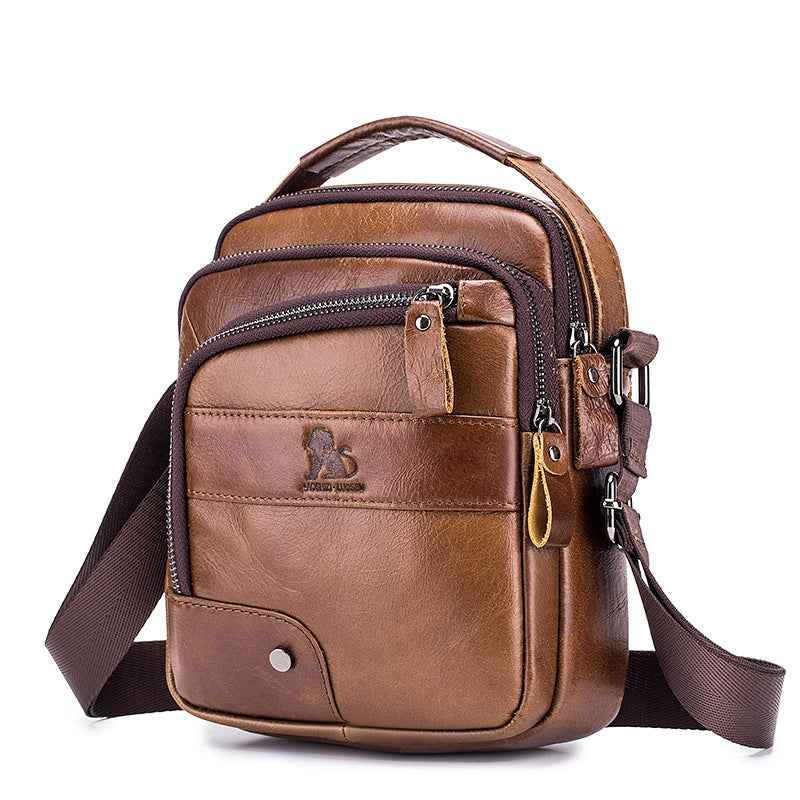 Mens Casual First Layer Cowhide Small Crossbody Bag Genuine Leather Wear Resistant Urban Style