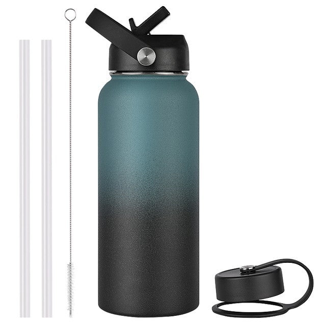 Vacuum Stainless Steel Large Capacity Water Bottle 1L 2L Black Blue Gradient Powder Blue Gradient Black Gray Gradient