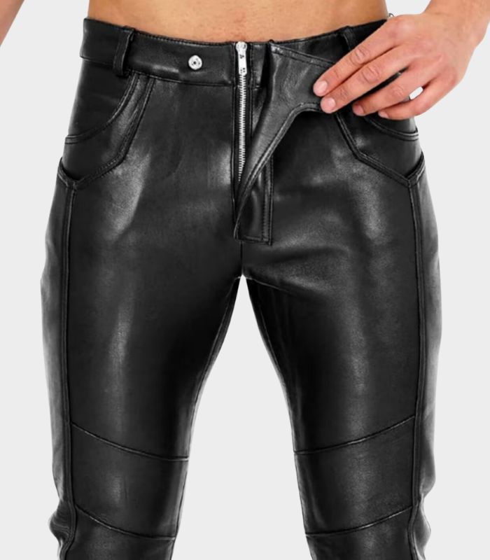 Men's Slim Fit Punk Black Trousers