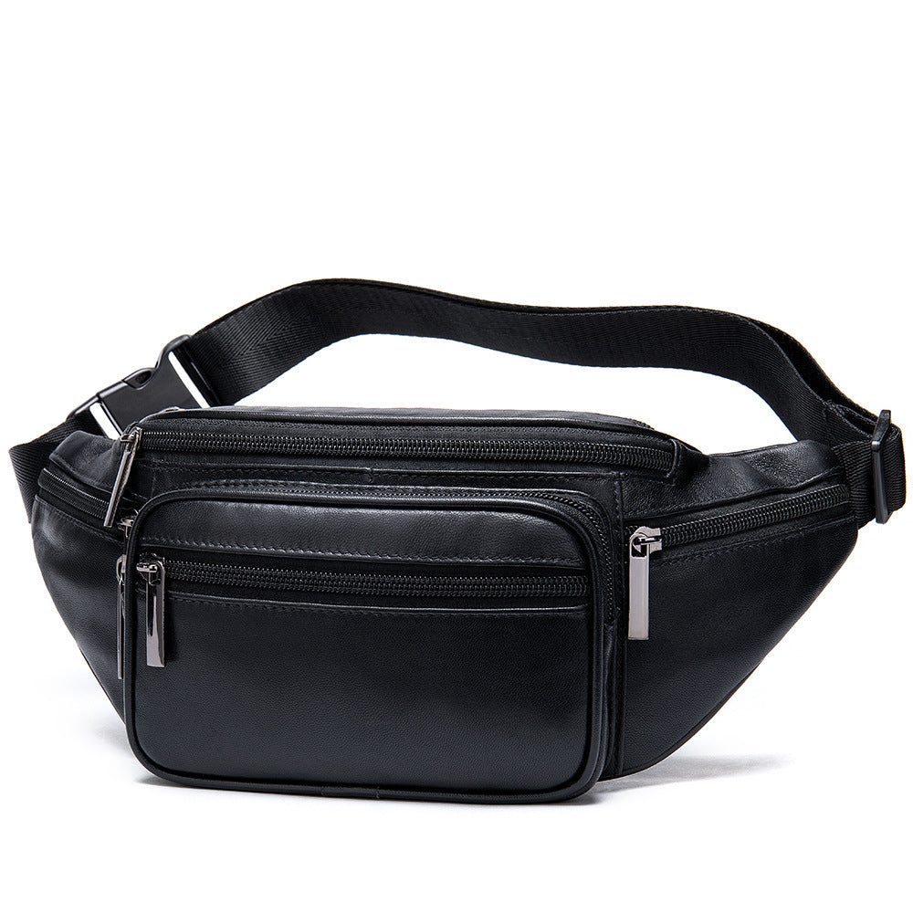 Retro Casual Mens Genuine Leather Belt Bag First Layer Cowhide Wear Resistant Belt Pouch