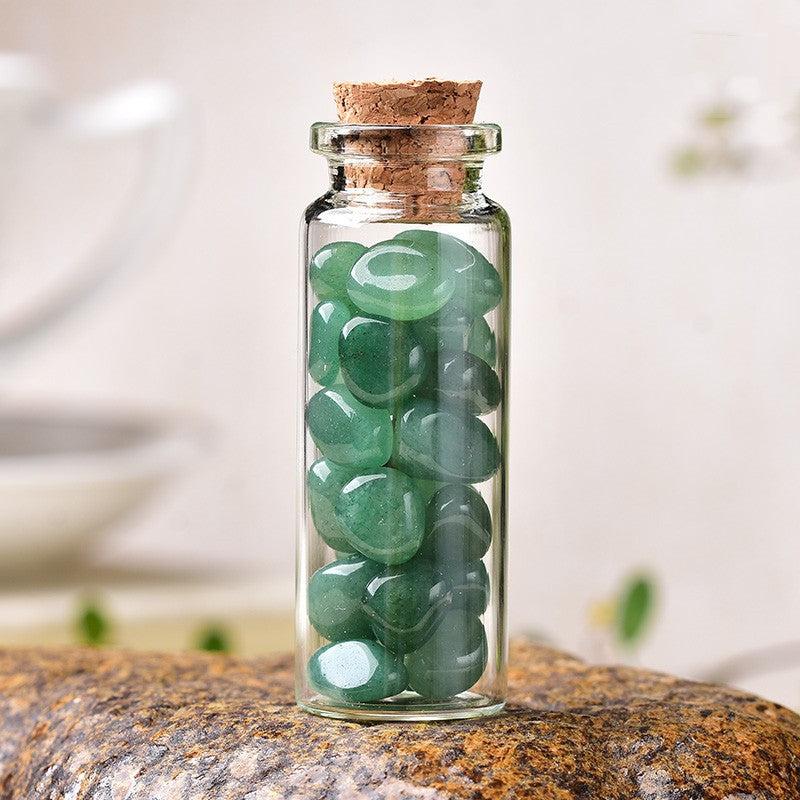 Natural Crystal Gravel Wishing Bottle – Cylinder Glass Bottle | 19 Crystals & 5 Sizes