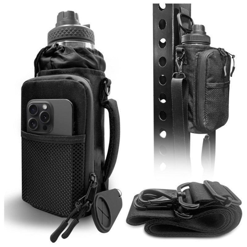 Black Cylindrical Kettle Style Gym Bag For Outdoor Sports Multifunctional Men Messenger Bag With Modern Simplicity