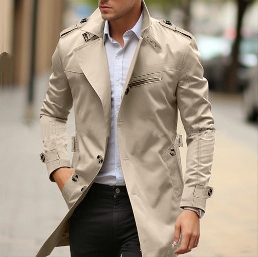 Autumn New Plus Size Lapel Mid-length Men's Casual Jacket