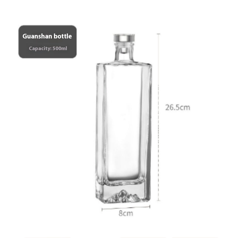 Guanshan Glass Wine Bottle Thick Bottom 500ml Transparent Yellow Simple Style Fire Extinguisher Bottles
