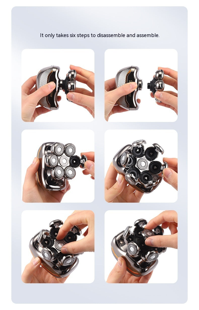 7-Head Electric Shaver with LED Display - Intelligent Hair Clipper