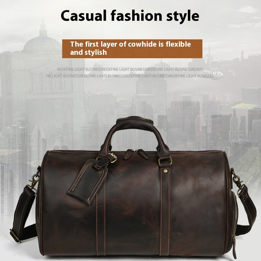 Genuine Leather Large Capacity Messenger Bag For Men And Women Travel Tote 50cm X 25cm X 27cm