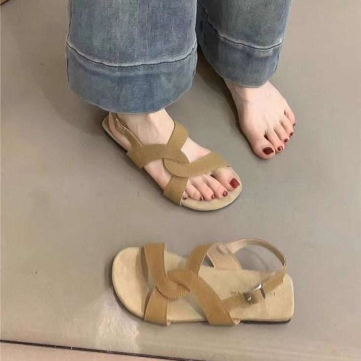 Retro Cross Strap Buckle Sandals - Women's Summer Vintage Style Shoes