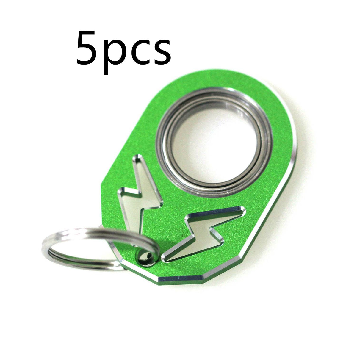Green rotating key chain with silver ring and hook, labeled 5pcs.