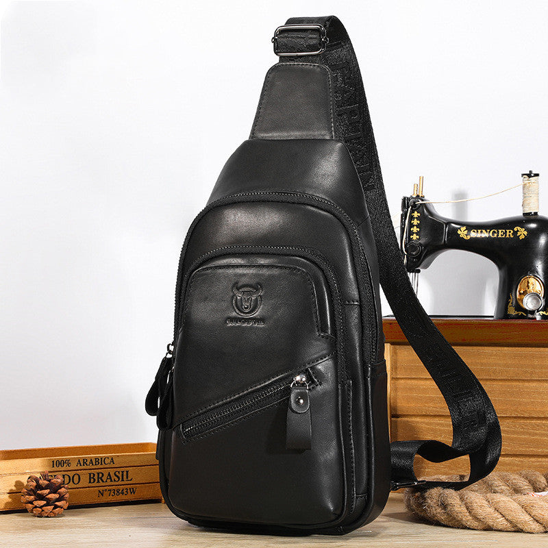 Bull Captain Genuine Leather Mens Shoulder Crossbody Bag Large Capacity First Layer Cowhide Breathable Waterproof