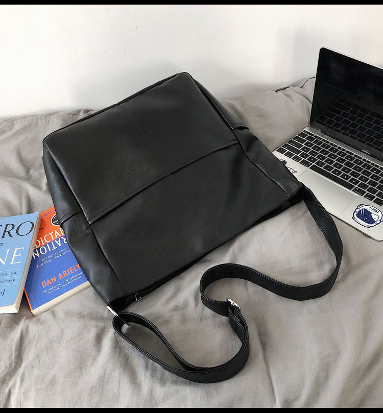 Trendy Cool Mens Crossbody Large Capacity Corduroy Black Casual Shoulder Bag for Business Travel