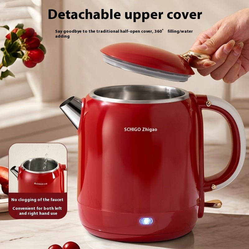 Portable Travel Kettle Heat Keeping Mini 1000W 1500W Automatic Power Off Red White Stainless Steel Liner Serves 3 To 5