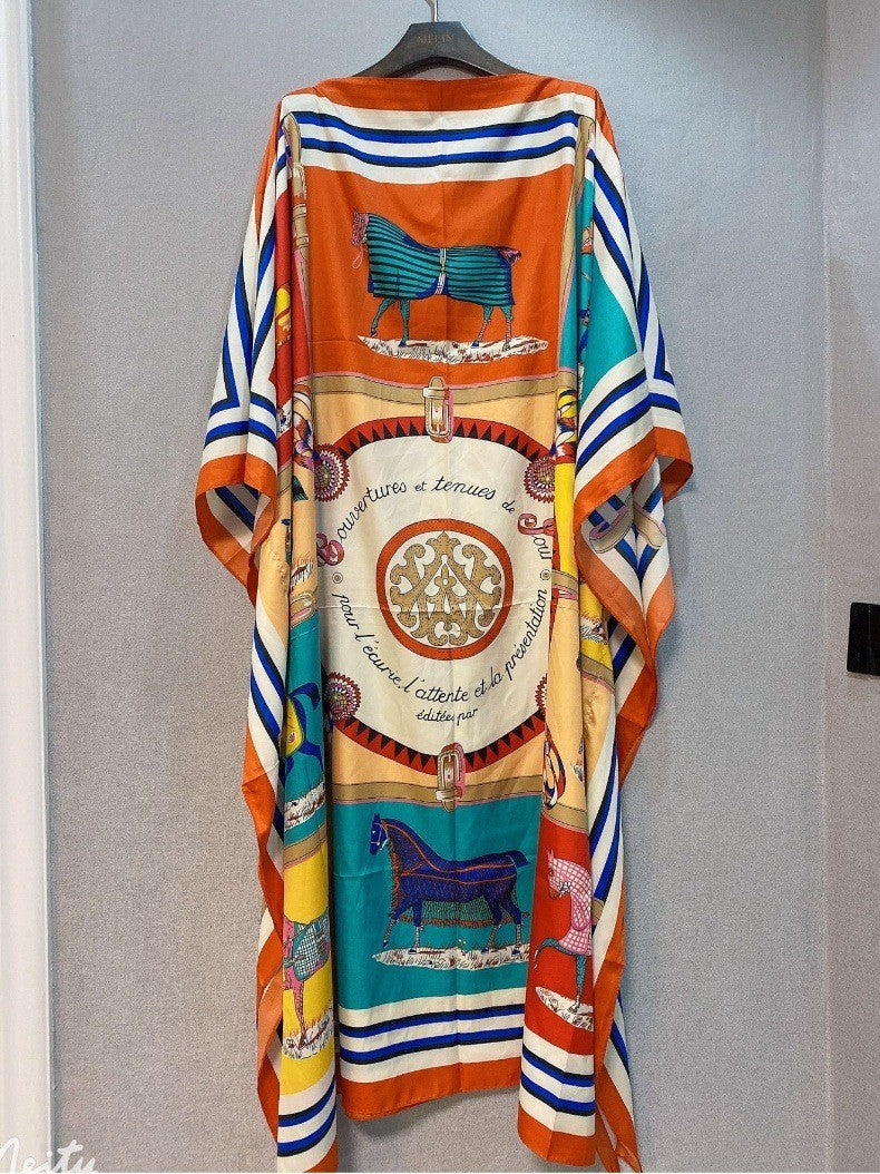 Loose Print Holiday Beach Dress Beach Cover-up