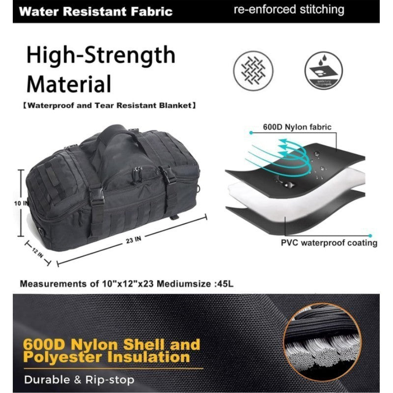 Unisex Nylon Gym Bag Luggage Backpack For Travel And Weekend Trips With Curved Shoulder Straps