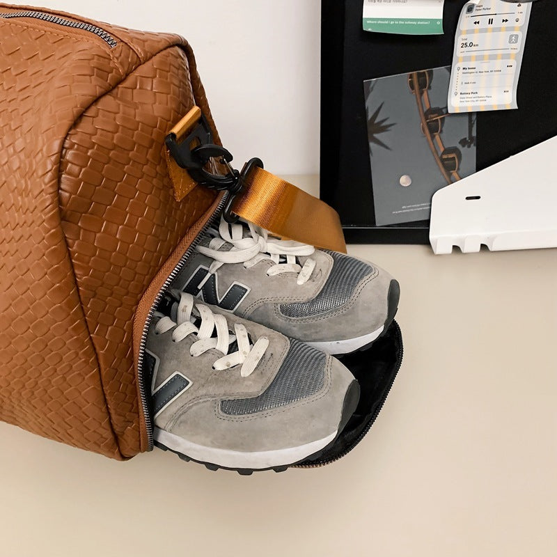 Portable Crossbody Luggage Bag One Shoulder For Short Distance Travel Large Capacity 56L 75L Waterproof PU Plaid