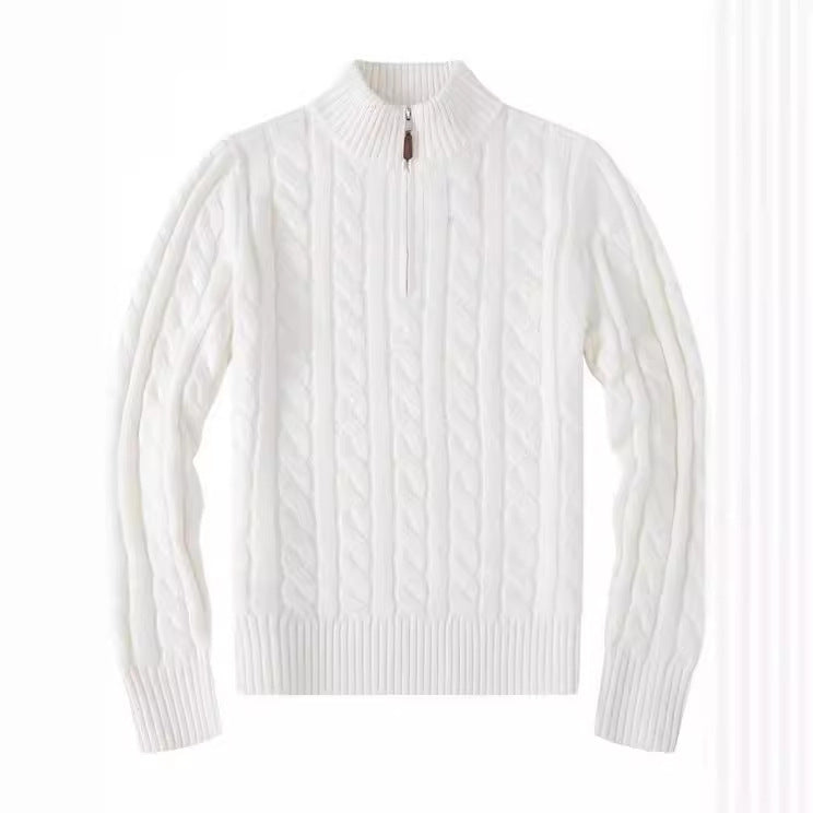 Small Embroidered Men's Sweater Half-height Zip Knitwear Business