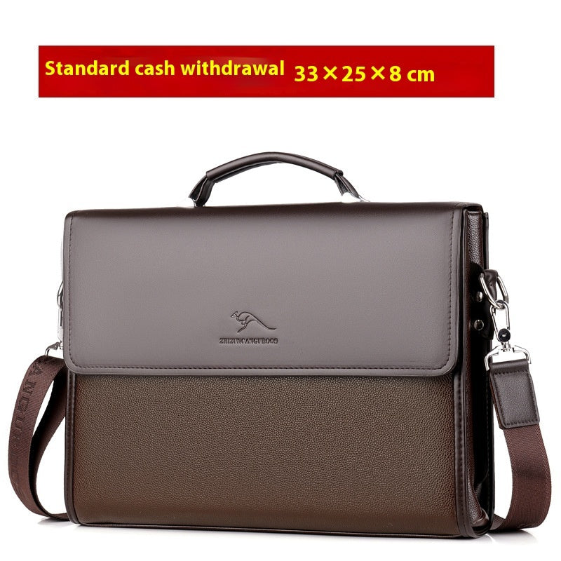 Men's PU Leather Handbag Business Briefcase Crossbody Shoulder Bag For Daily Use In Brown Or Black