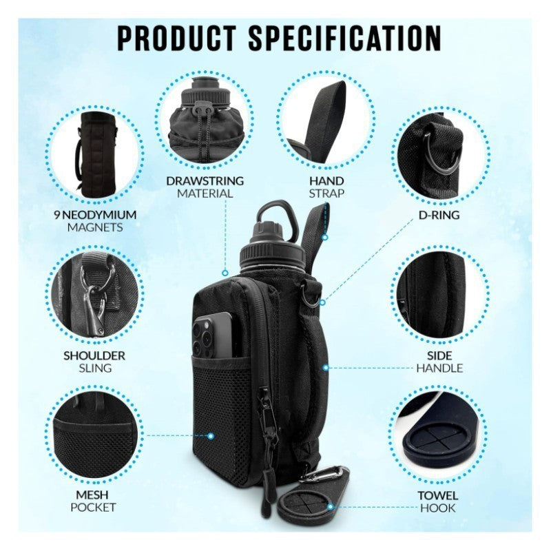 Black Cylindrical Kettle Style Gym Bag For Outdoor Sports Multifunctional Men Messenger Bag With Modern Simplicity