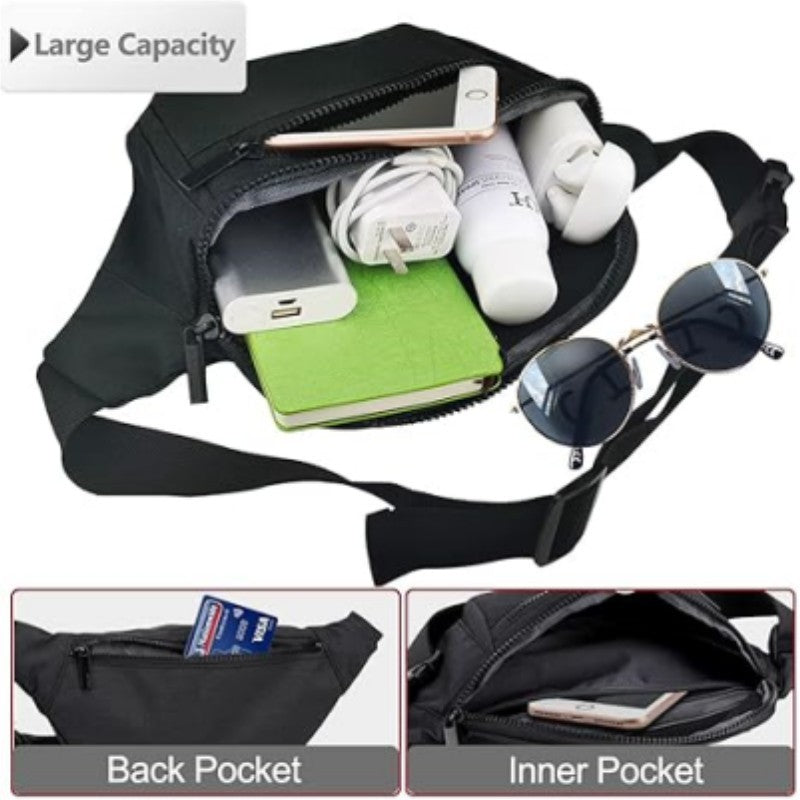 Womens Crossbody Travel Belt Bag Nylon Sandwich Pocket For Walking Running Cycling Leisure Travel Black Beige Dark Blue