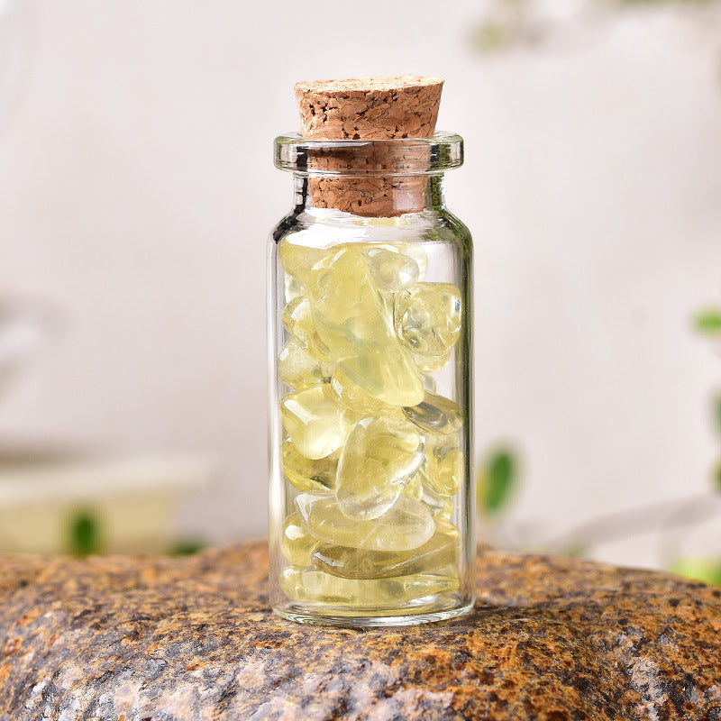 Natural Crystal Gravel Wishing Bottle – Cylinder Glass Bottle | 19 Crystals & 5 Sizes