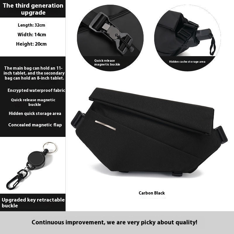 Charcoal Black Crossbody Multifunctional Sports Fitness Chest Bag for Travel and Everyday Use