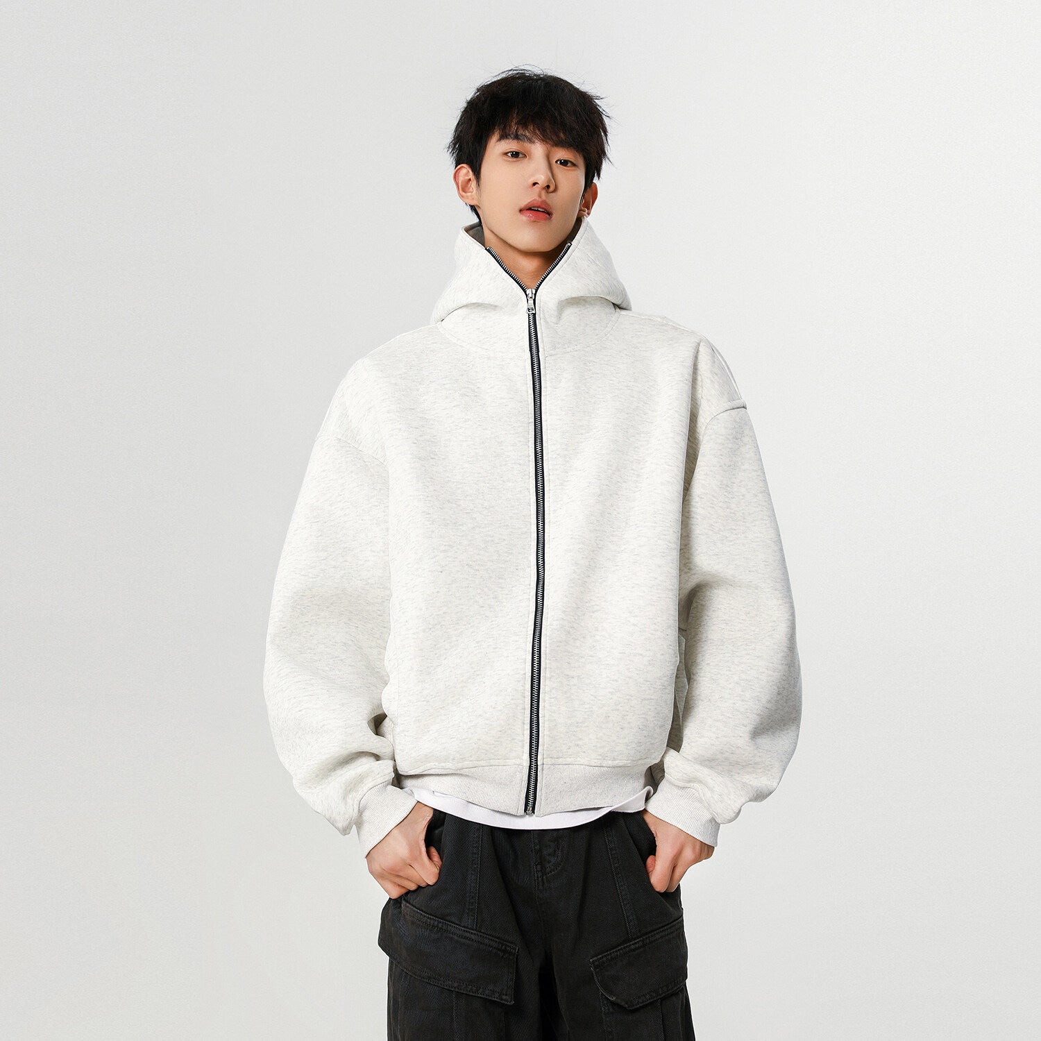 Solid Color Versatile American High Street Cardigan Hoodie