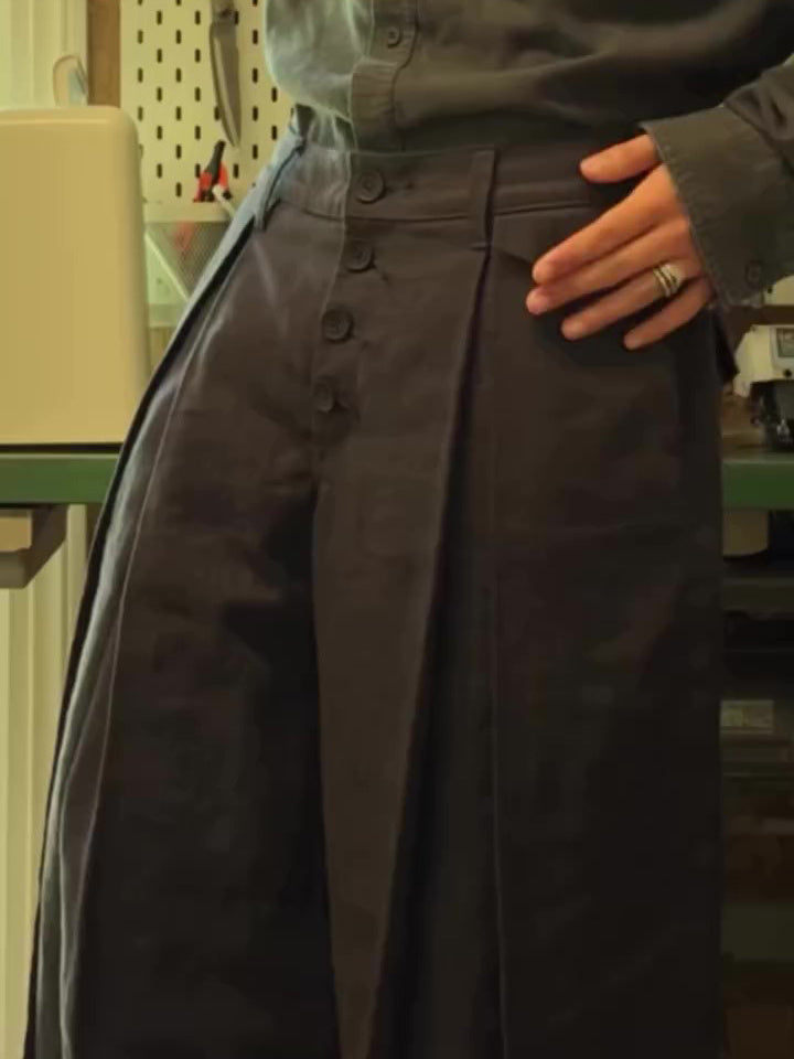 Casual Single-breasted Linen Wide-leg Pants