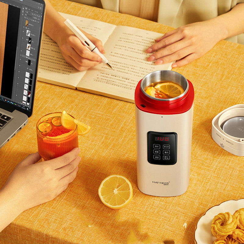 Mini Portable Stainless Steel Kettle With Electric Heating Auto Shut Off Dry Burn Protection Quiet White 21cm