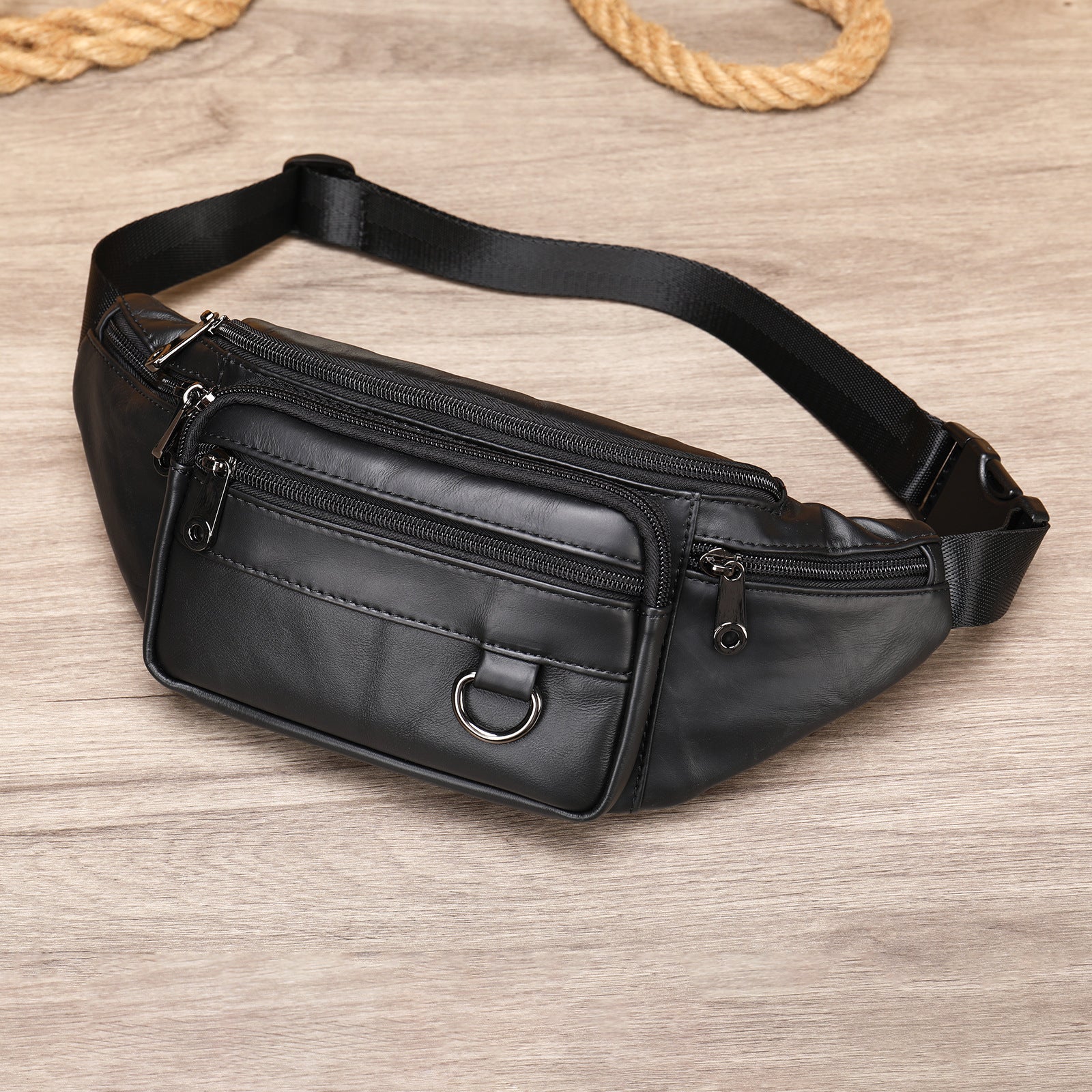 Leather Phone Belt For Men Multifunctional Chest Bag Crossbody Genuine First Layer Cowhide Leather
