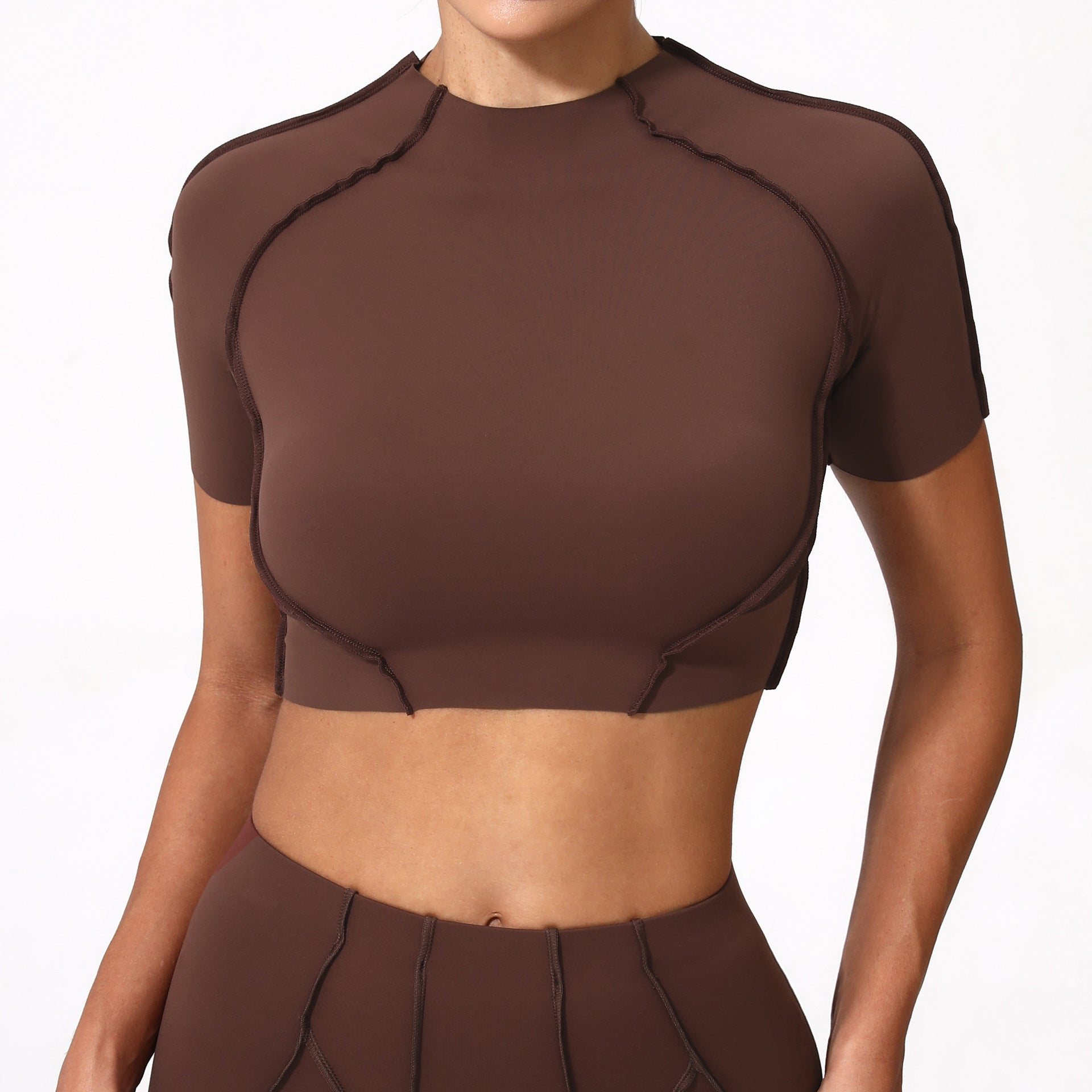 New Yoga Wear Women Without Chest Pad Flattering Short Sleeve Top