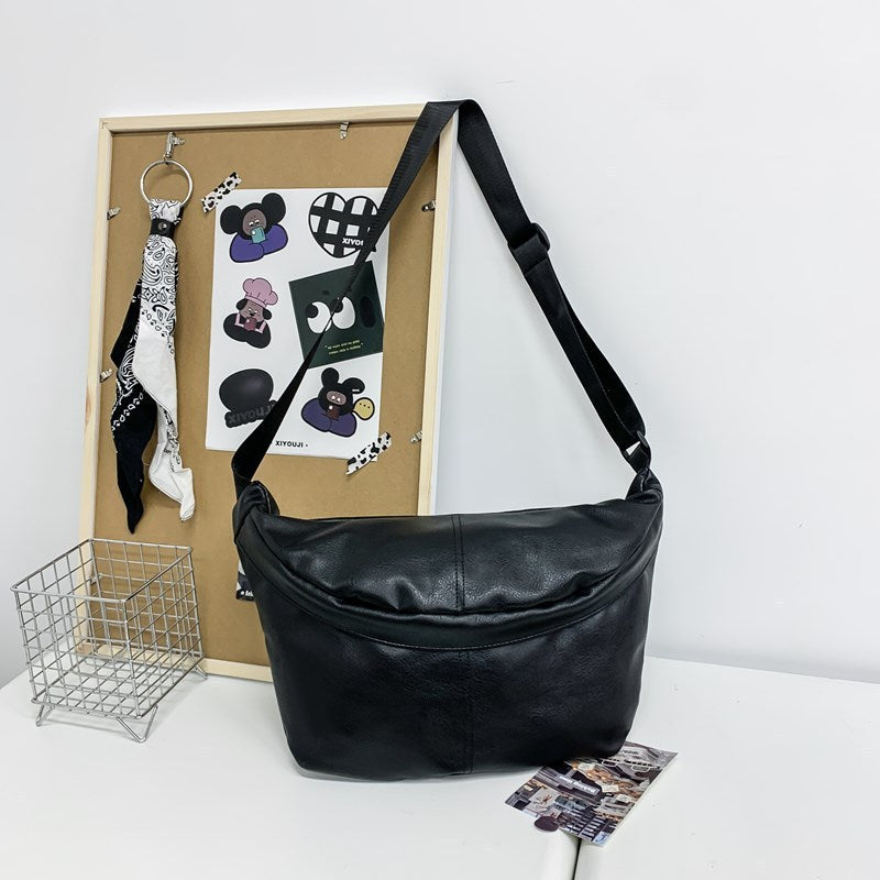 Retro Fashion Large Capacity Mens PU Crossbody Bag Brown Black White Waterproof Wear Resistant 50x29x3 cm