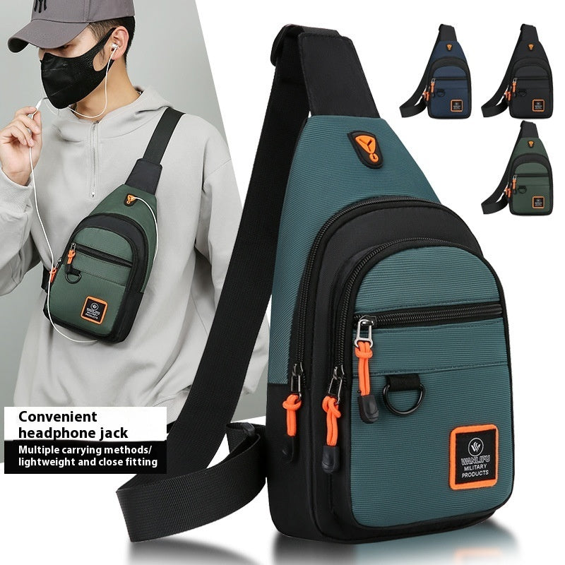 Mens Business Chest Bag Multi Layer Crossbody One Shoulder Bag Travel Ready Canvas Breathable