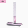 Glass cleaner spray bottle with double-sided wiper, pink accent handle, window squeegee