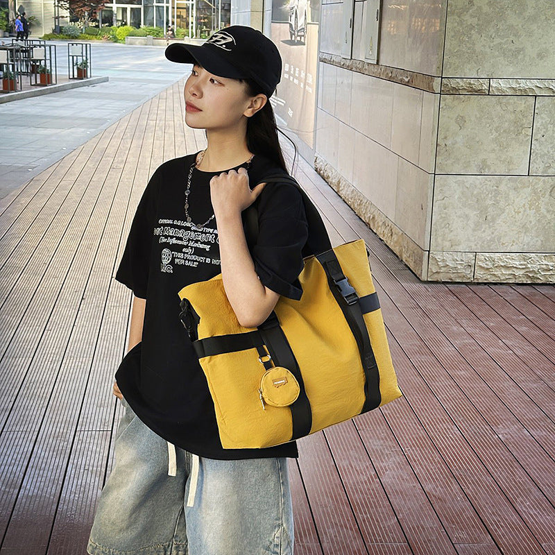 Large Capacity Travel Bag For Men Casual Shoulder Bag Oxford Cloth Ultra Light Breathable Gray Black Yellow