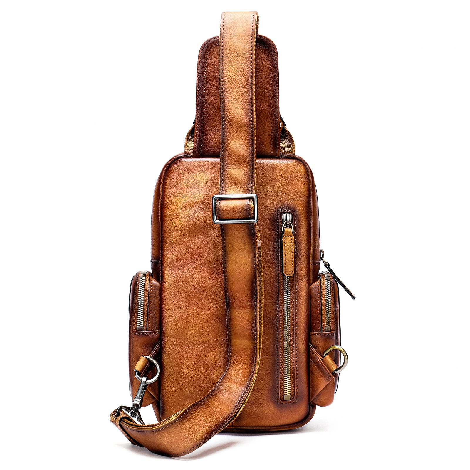 Men's Casual First Layer Cowhide Leather Chest Bag Small Travel Companion Urban Style