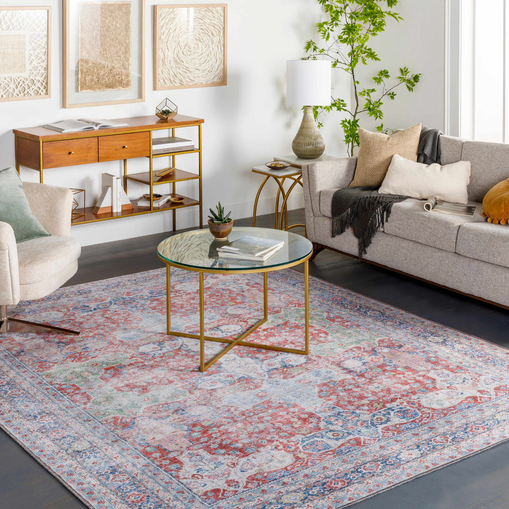 Goma Vintage Machine Washable Area Rug – Blush, Sage & Navy
