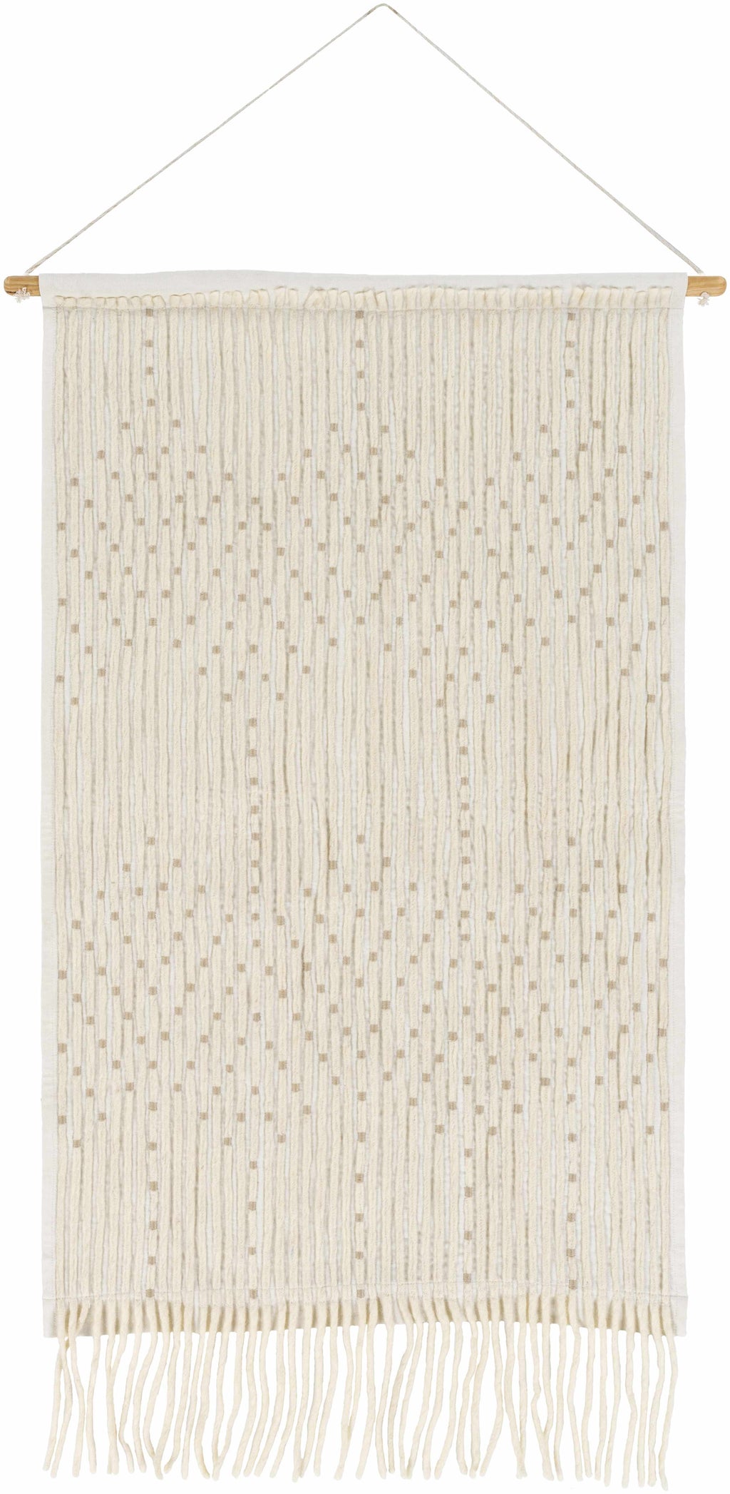 Grannis Ivory & Taupe Handwoven Cotton Wall Hanging – Boho Decor