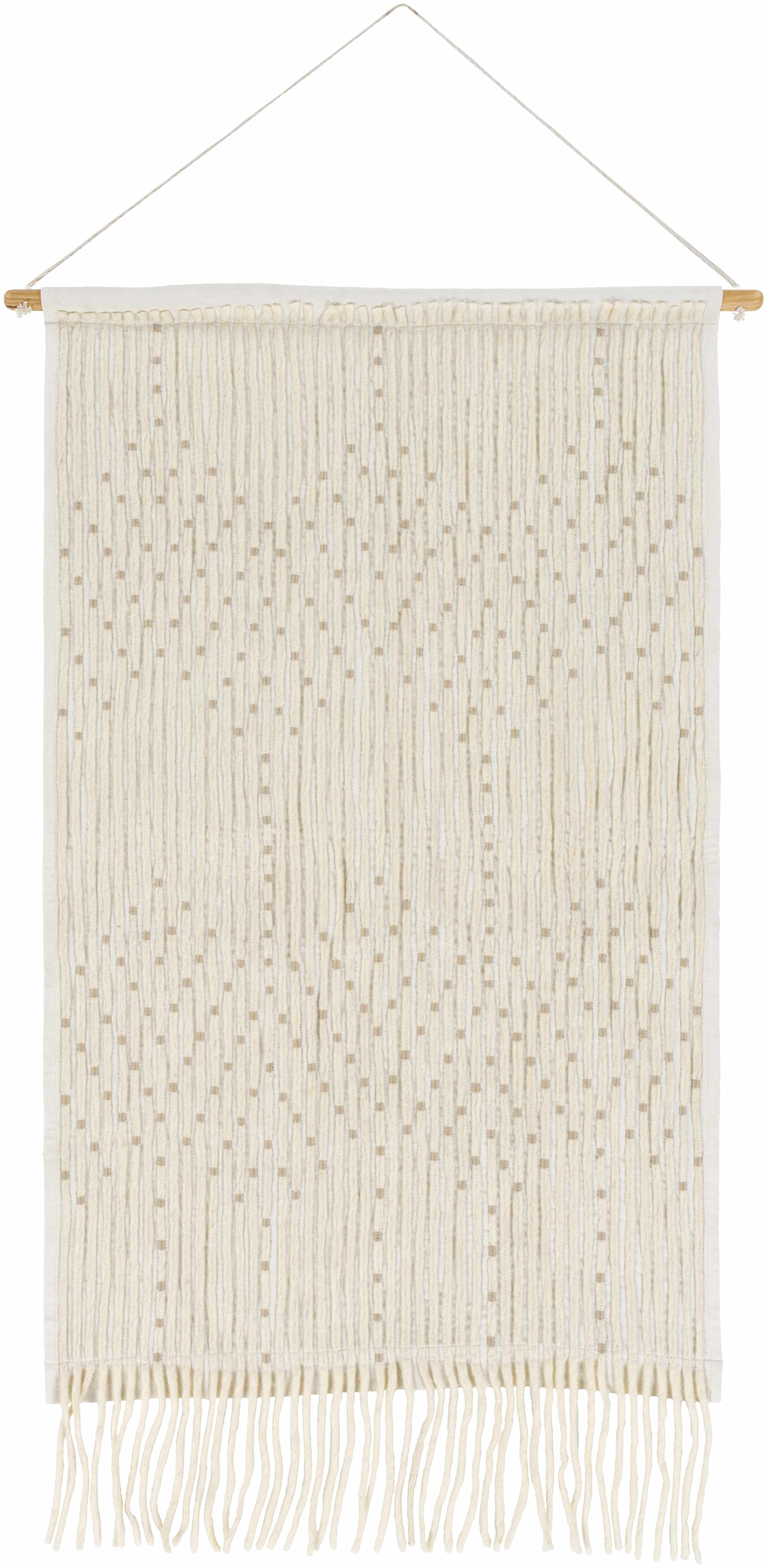 Grannis Ivory & Taupe Handwoven Cotton Wall Hanging – Boho Decor