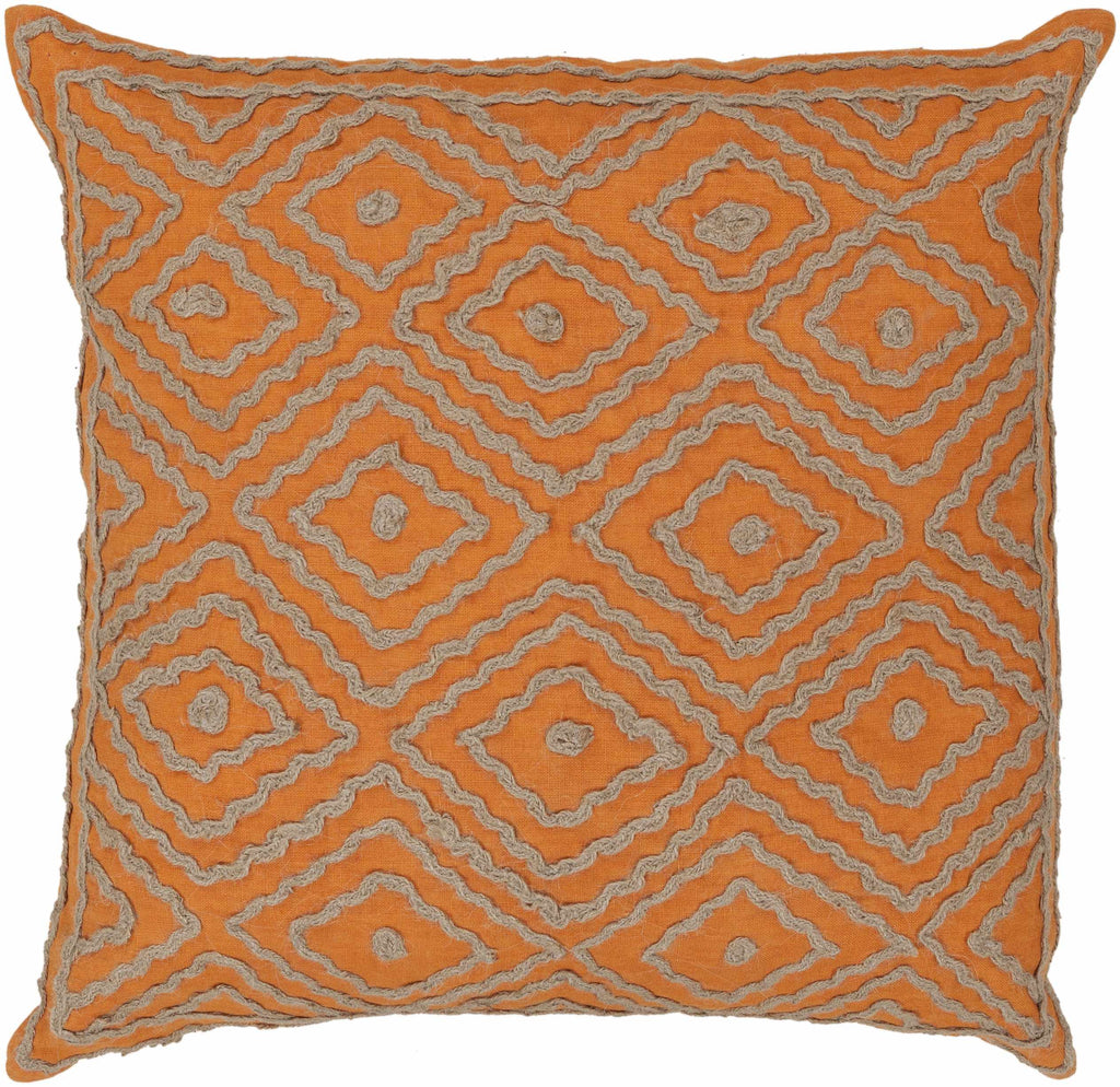 Haddock Brown & Orange Woven Linen Square Throw Pillow