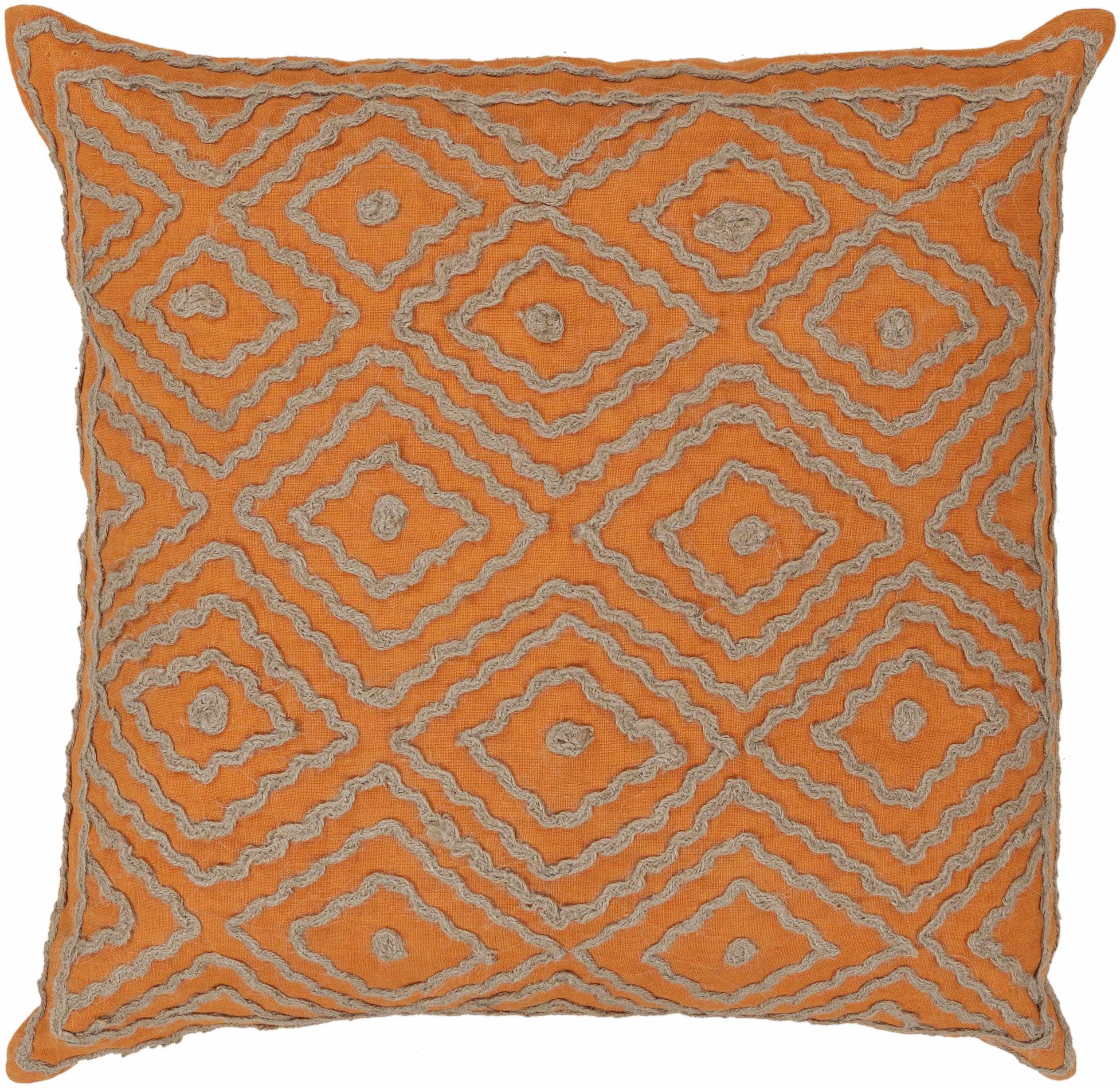Haddock Brown & Orange Woven Linen Square Throw Pillow