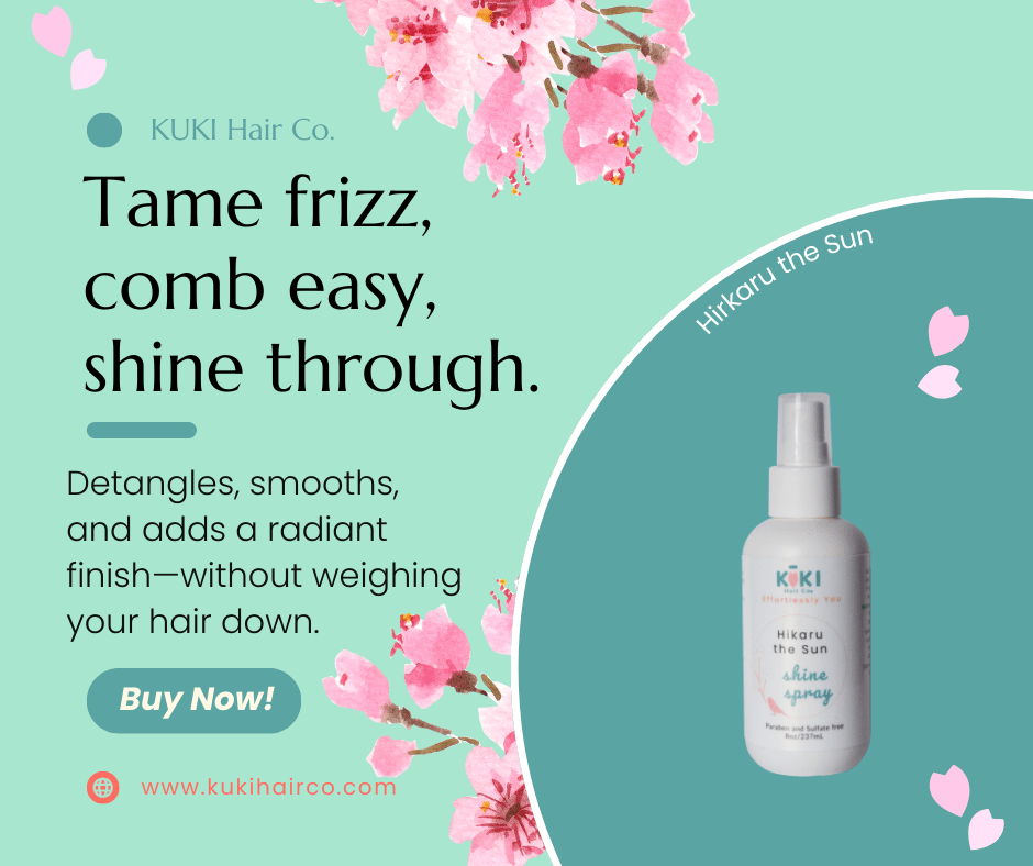White KUKI shine spray bottle with pump, HIKARU the Sun label