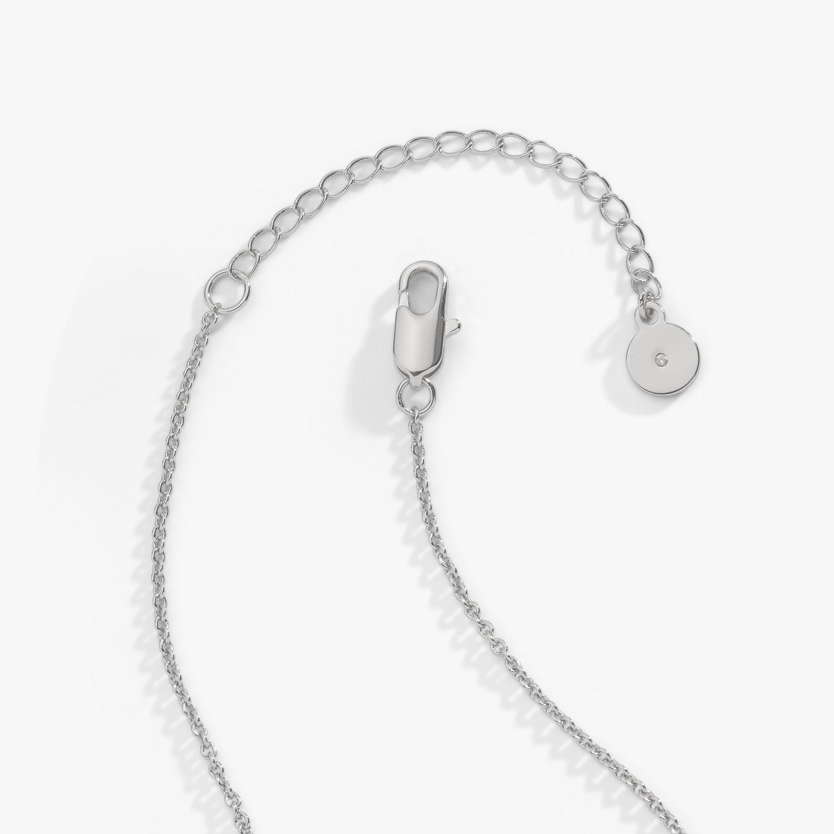 Silver pendant necklace chain with lobster clasp and round tag charm