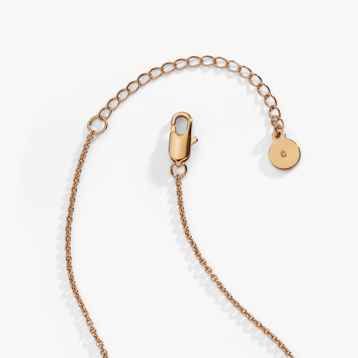 Gold pendant necklace chain with lobster clasp and round tag charm
