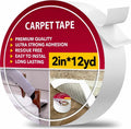 Carpet tape roll with backing strip, 2in x 12yd packaged for rug grippers