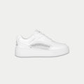 Kids white flame lowtop sneakers with silver stripe detail