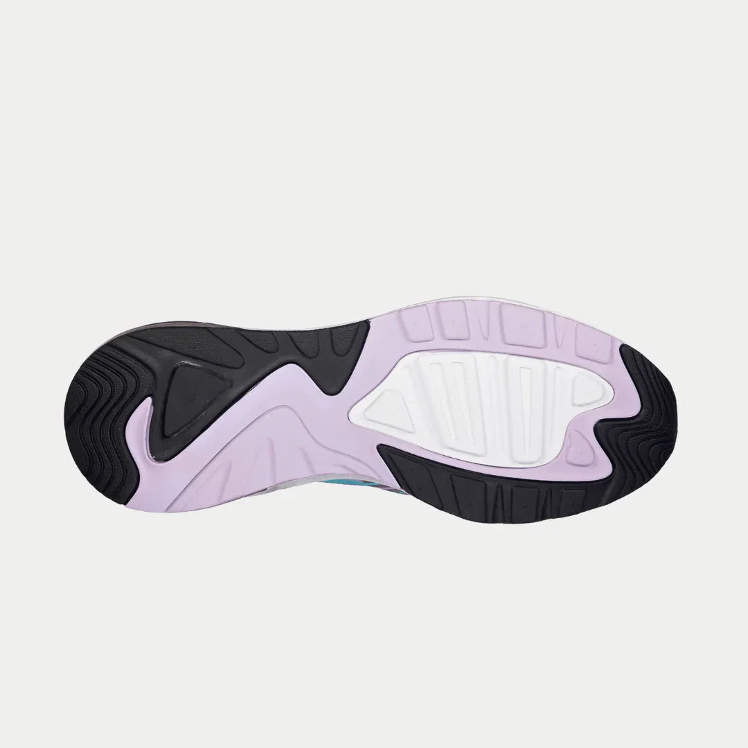 LA Gear womens lowtop sneaker outsole with purple and black traction tread