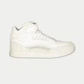 Women’s white retro high-top sneakers with hook-and-loop strap and lace-up front