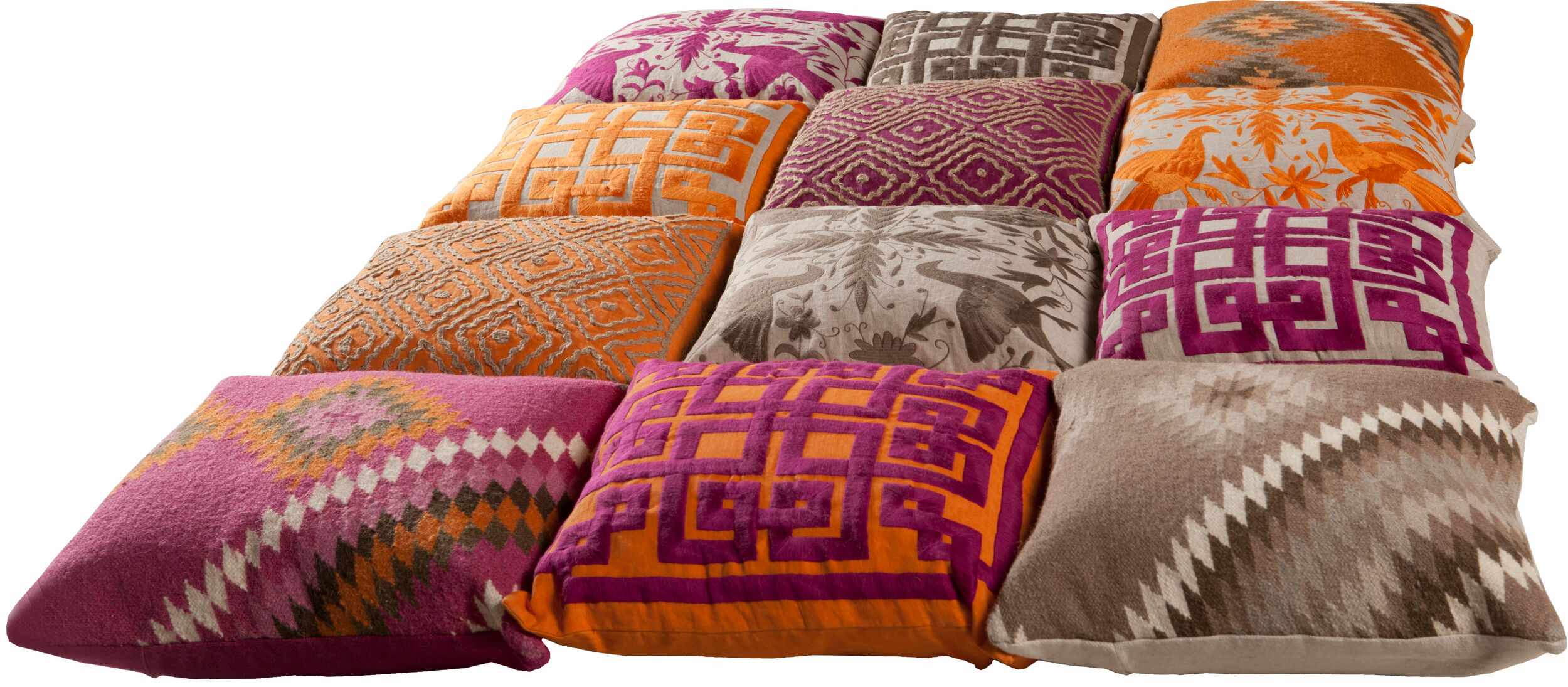 Haddock Brown & Orange Woven Linen Square Throw Pillow